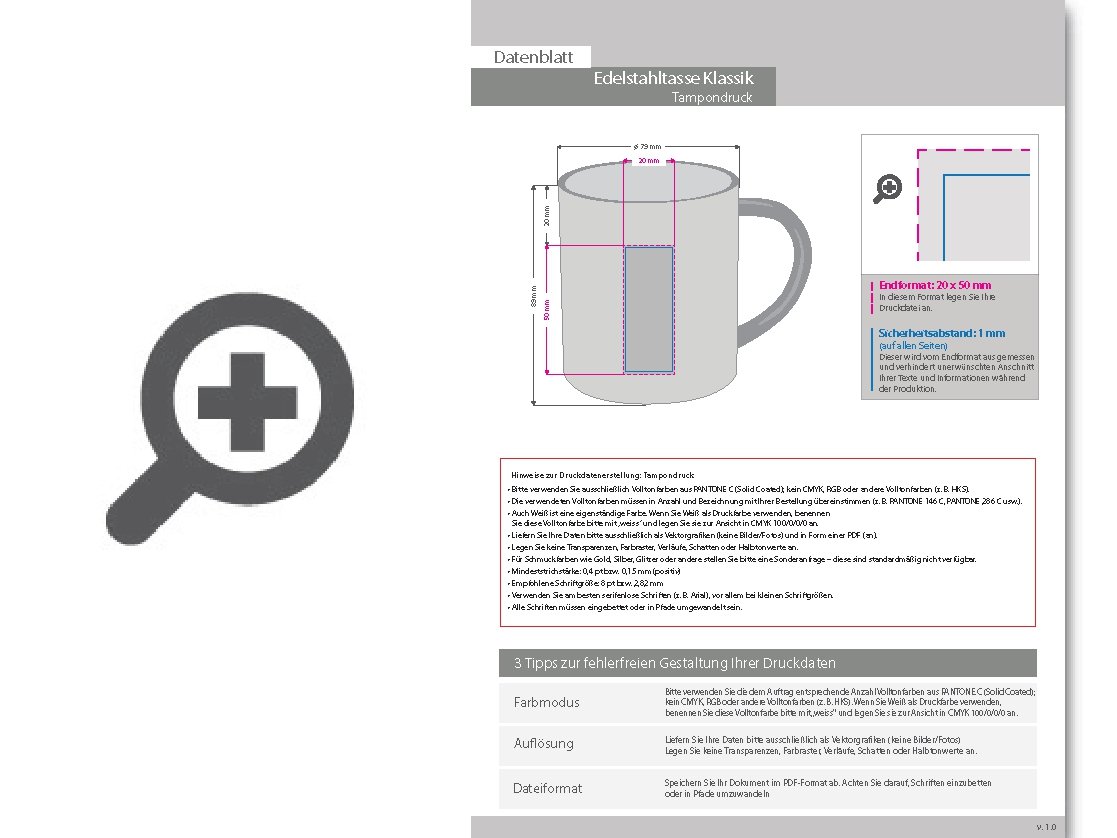 Product Bild edelstahltasse_klassik_280_ml__1-farbig__einseitig_bedruckt